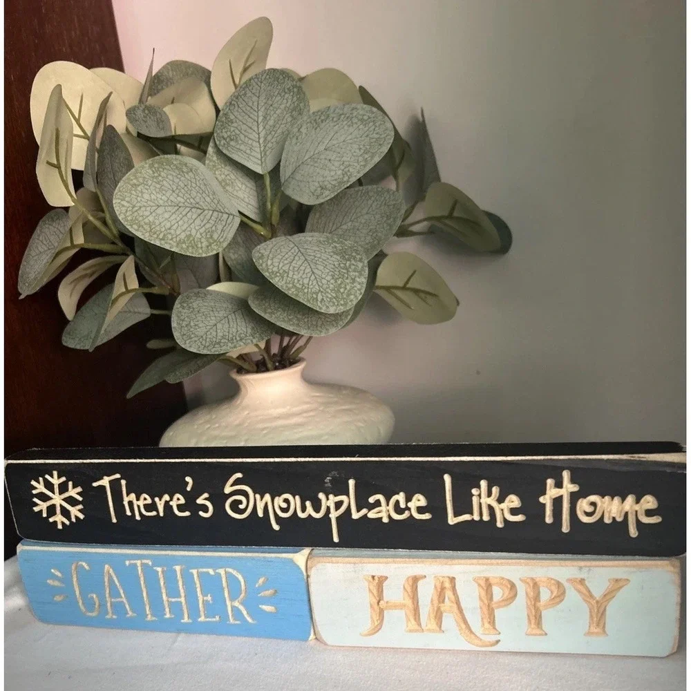 3-  Wood Block Words Table/Shelf Farmhouse Decor  WD2